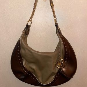 LOVCAT PARIS bronze leather shoulder hobo
